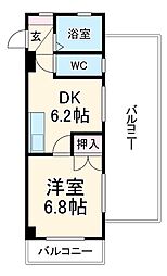 フォレストイン瑞穂 4階1DKの間取り