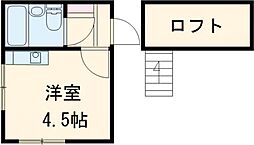 グレイスハイム国分寺 2階ワンルームの間取り