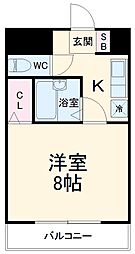 ウェルフェア富浜 2階1Kの間取り