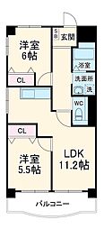 JR東海道本線 枇杷島駅 徒歩15分の賃貸マンション 1階2LDKの間取り