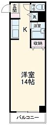 大成ルームズ 1階ワンルームの間取り