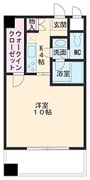 名古屋市営鶴舞線 浄心駅 徒歩1分の賃貸マンション 4階ワンルームの間取り