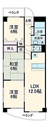 名古屋市営鶴舞線 浄心駅 徒歩2分の賃貸マンション 2階3LDKの間取り