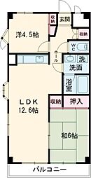 ブルックイーストマンション 304 3階2LDKの間取り