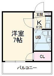 名古屋市営鶴舞線 庄内緑地公園駅 徒歩8分の賃貸アパート 2階1Kの間取り