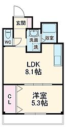 東京メトロ東西線 行徳駅 徒歩10分の賃貸マンション 2階1LDKの間取り