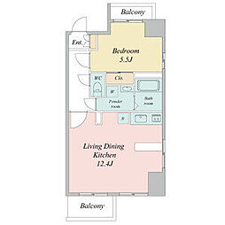 名古屋市営名城線 久屋大通駅 徒歩8分の賃貸マンション 3階1LDKの間取り