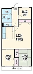 パビヨン徳川 2階3LDKの間取り