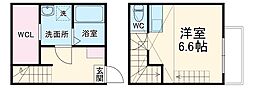 名古屋市営鶴舞線 浅間町駅 徒歩8分の賃貸アパート 1階ワンルームの間取り