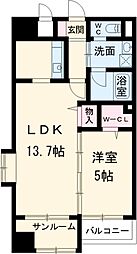 名古屋市営桜通線 高岳駅 徒歩8分の賃貸マンション 5階1LDKの間取り