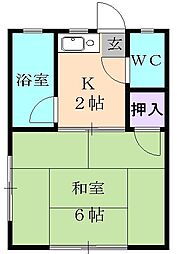 名古屋市営名城線 自由ヶ丘駅 徒歩12分の賃貸アパート 1階1Kの間取り