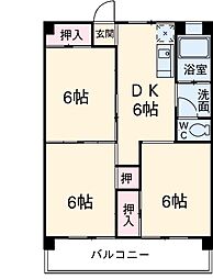 名古屋市営鶴舞線 浅間町駅 徒歩4分の賃貸マンション 8階3DKの間取り