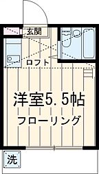 京王線 分倍河原駅 徒歩15分の賃貸アパート 1階ワンルームの間取り