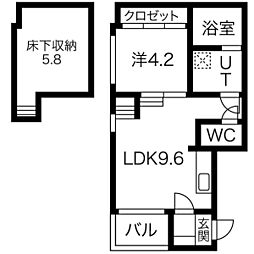 名鉄名古屋本線 栄生駅 徒歩5分の賃貸アパート 1階1LDKの間取り