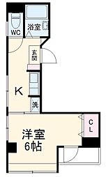 カサデナカノII 4階1Kの間取り
