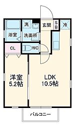 ＬＵＣＥ 2階1LDKの間取り