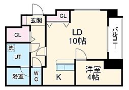 名古屋市営鶴舞線 庄内通駅 徒歩9分の賃貸マンション 2階1LDKの間取り