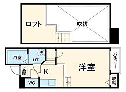 名古屋市営鶴舞線 庄内通駅 徒歩5分の賃貸アパート 2階1Kの間取り