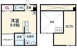 Ｗｉｎ荒子 1階ワンルームの間取り