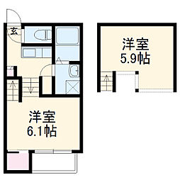 クレール城西 1階1Kの間取り