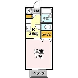 JR南武線 西府駅 徒歩7分の賃貸アパート 1階1Kの間取り