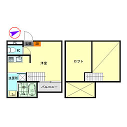 名鉄名古屋本線 栄生駅 徒歩15分の賃貸アパート 1階ワンルームの間取り