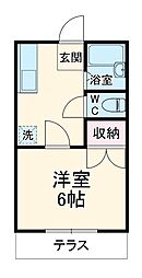 アネッサII 1階1Kの間取り