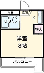 アールズコート喜多山 ワンルームの間取図画像
