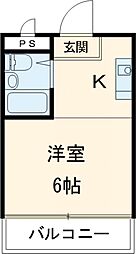 京王相模原線 京王多摩センター駅 徒歩8分の賃貸マンション 1階1Kの間取り