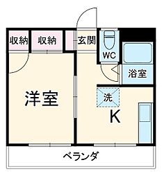 エクセルＴ 3階1Kの間取り