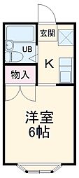 東京メトロ東西線 行徳駅 徒歩10分の賃貸アパート 2階1Kの間取り