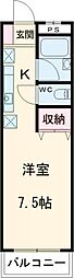 京王線 高幡不動駅 徒歩12分の賃貸マンション 1階1Kの間取り