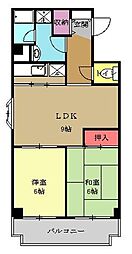 名古屋市営桜通線 車道駅 徒歩4分の賃貸マンション 4階2LDKの間取り