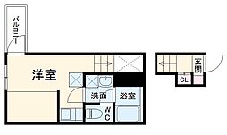 名古屋市営東山線 亀島駅 徒歩13分の賃貸アパート 3階ワンルームの間取り