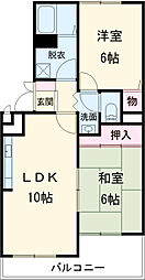 京王線 聖蹟桜ヶ丘駅 バス12分 中和田下車 徒歩3分の賃貸アパート 1階2LDKの間取り