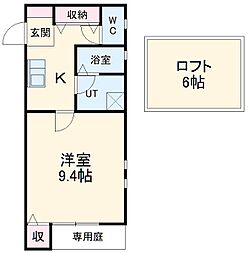 リエス浄心 1階1Kの間取り