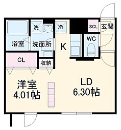 名古屋市営東山線 覚王山駅 徒歩7分の賃貸マンション 2階ワンルームの間取り