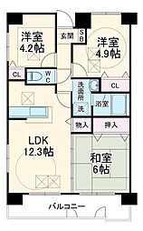 ボンヌ・シャンス 101 1階3LDKの間取り