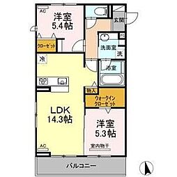 名古屋市営鶴舞線 川名駅 徒歩10分の賃貸アパート 2階2LDKの間取り