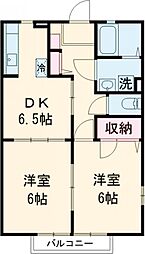京王線 高幡不動駅 徒歩8分の賃貸アパート 1階2DKの間取り