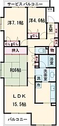 京王線 聖蹟桜ヶ丘駅 徒歩2分の賃貸マンション 5階3LDKの間取り