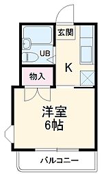 アベニューアイ 2階1Kの間取り