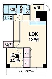 はやしビジデンス 3階1LDKの間取り