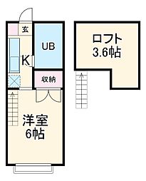 シャルムＮＳ 1階ワンルームの間取り