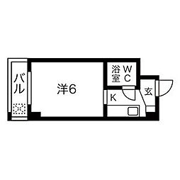 プレズ名古屋庄内通 4階1Kの間取り
