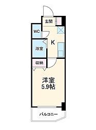 名古屋市営東山線 千種駅 徒歩5分の賃貸マンション 5階1Kの間取り