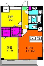 東京メトロ千代田線 北千住駅 徒歩9分の賃貸マンション 10階1SLDKの間取り