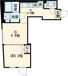 東急目黒線 西小山駅 徒歩7分の賃貸マンション 3階1DKの間取り