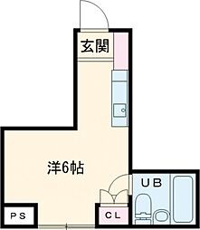 京王線 桜上水駅 徒歩8分の賃貸アパート 1階ワンルームの間取り