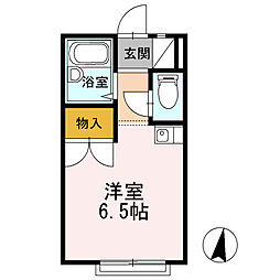パールハイツ 2階ワンルームの間取り